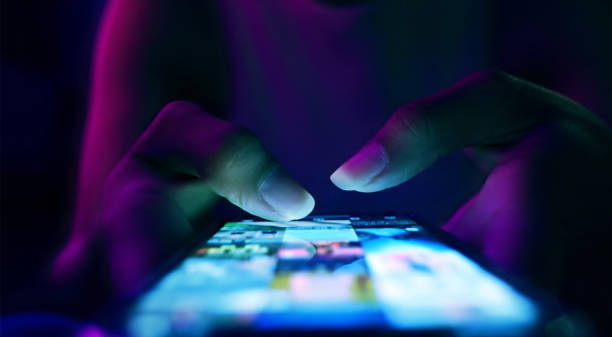 businesswoman using smart phone ,Social, media, Marketing concept